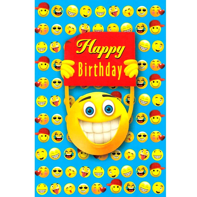 Huxters Emoji Geburtstagskarte – 4. Geburtstag – Lustig & Personalisierbar