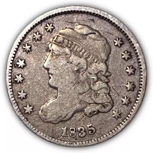 1835 Capped Bust Half Dime Fine F Coin #5661