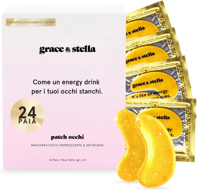 Patch Occhi (24 Paia, Oro) – Riduce Occhiaie, Gonfiori, Borse Sotto Gli Occhi E