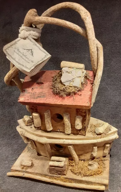 VTG Handcrafted Appalachian Art Rustic Wood  Outdoor Birdhouse Finches & Wrens