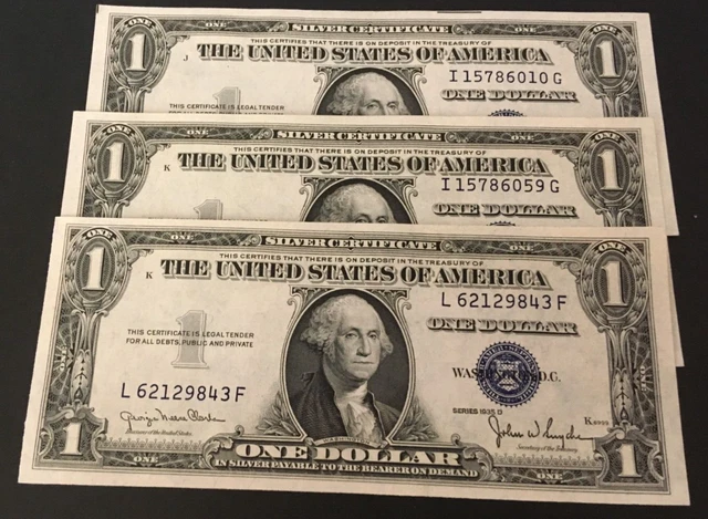 One 1935 D Silver Certificate note uncirculated $1.00 bill one Dollar