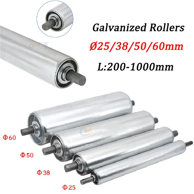 Dia Ø25/38/50/60mm Industrial Conveyor Rollers 200mm to 1000mm Long Galvanized