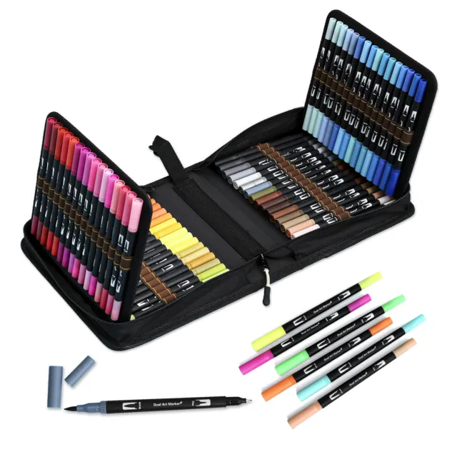 Dual Brush Marker Pens, 120 Colors Art Markers Set with Fine Tip