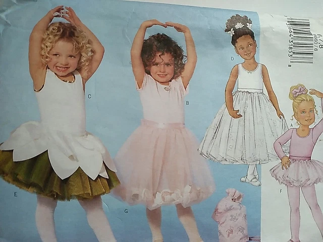 Butterick Sewing Pattern Girls Leotard- Skirt Bag Ponytail Holder Size 6-8 Uncut