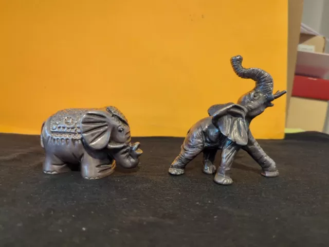 Two (2) Sterling Silver Elephant Figurines Marked .925, Free Shipping