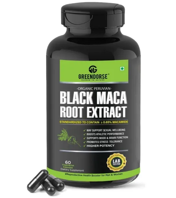 Natural Black Maca Root Extract,1600mg Energy,Improve Stamina,Higher Potency 60C