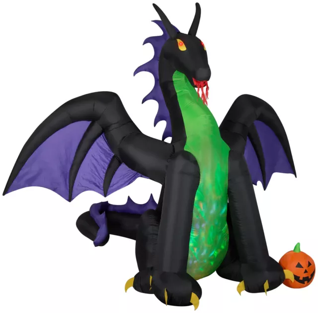 HALLOWEEN GEMMY ANIMATED DRAGON FIRE & ICE PUMPKIN 11.5 FT Inflatable airblown 2