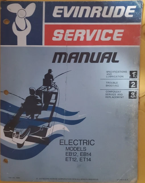 1975 EVINRUDE ELECTRIC Outboard Motor Repair Manual £23.93 PicClick UK