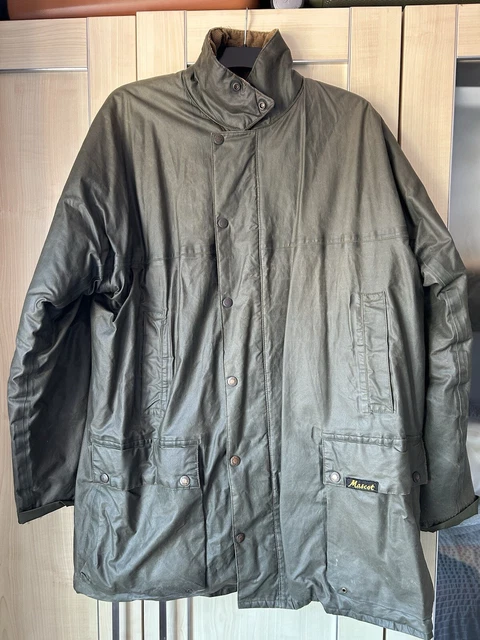 VINTAGE MASCOT GREEN Waxed Cotton Country Field Rain Jacket Coat Medium 34.99 PicClick UK