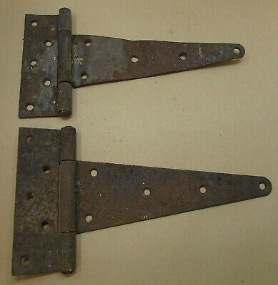 Pair Primitive Old Large 14" Iron 1890s Ranch Farm Barn Door Gate Hinges FREE SH