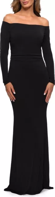 La Femme Off the Shoulder Long Sleeve Jersey Gown soze 8 (b45 )