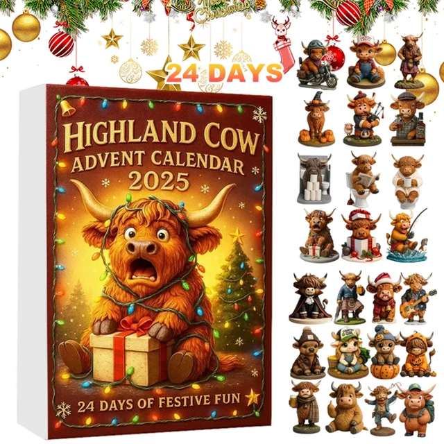 HIGHLAND COW ADVENT Calendar 2025 24 Days Xmas Countdown Calendar ...