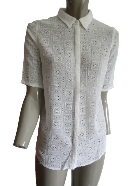 "Balmain" Chemise Tunique Blouse Broderie Anglaise T.36/38