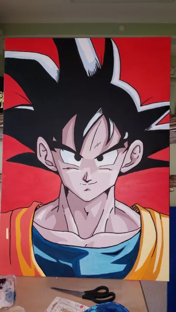 Imagen Pintado a Mano Acrílico En Lona - Manga Dragon Ball - Goku