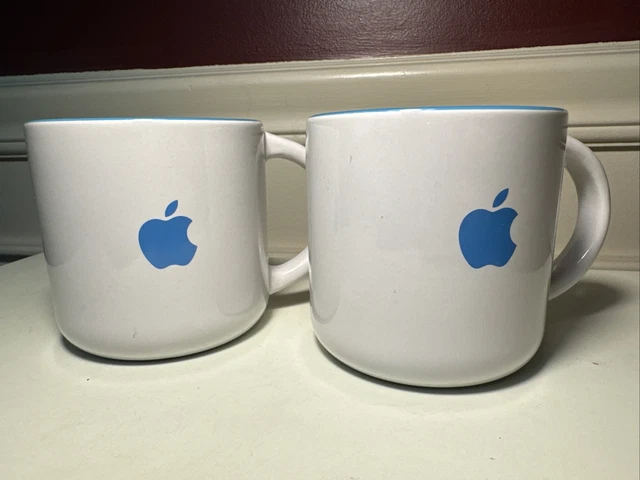 Set Of 2 Macintosh Apple Logo Coffee Mugs 14oz Blue