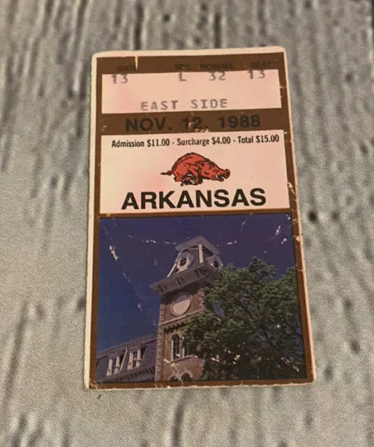 1988 Texas A&M Aggies v Arkansas Razorbacks Football Ticket Stub 11/12/88