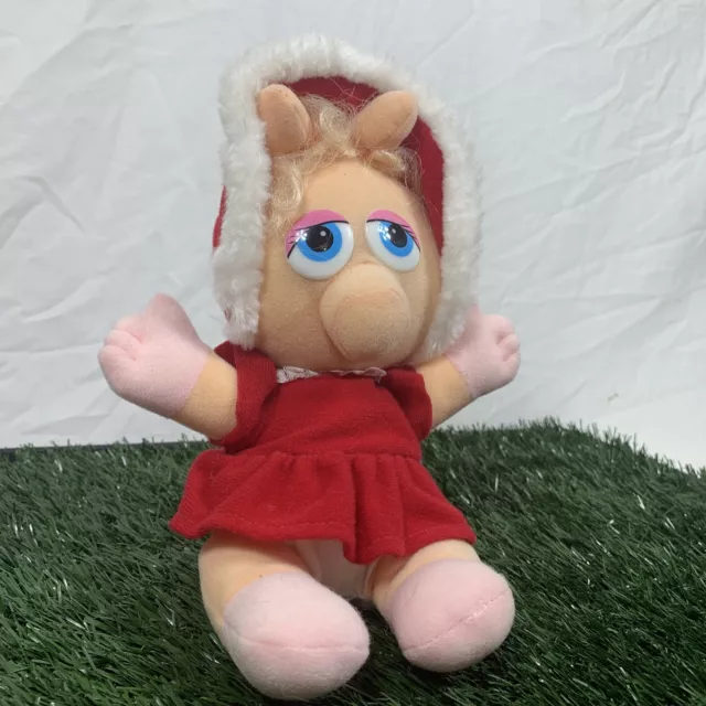 Vintage Baby Miss Piggy Stuffed Plush Christmas Jim Henson Muppet Babies 1987