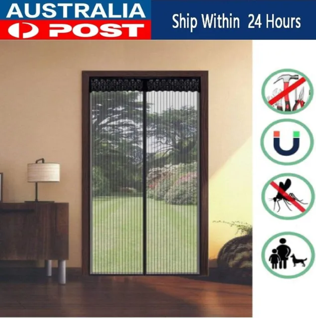 Magnetic Door Instant Mesh Black Fly Screen Magic Mosquito Bug Curtain Handsfree