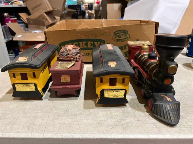 Rare Mccormick Distilling Train Car Whisky Decantur's Set Of 4