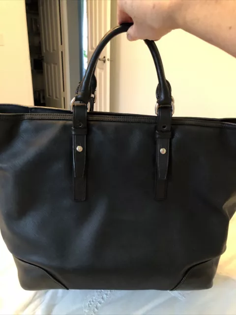 Tumi Black Tote Crossbody Messenger Computer Bag Briefcase Leather Vinyl  73121D