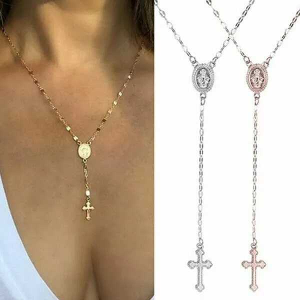 925 Silver Gold Women Clavicle Necklace Cross Pendant Choker Chain Jewelry Gifts