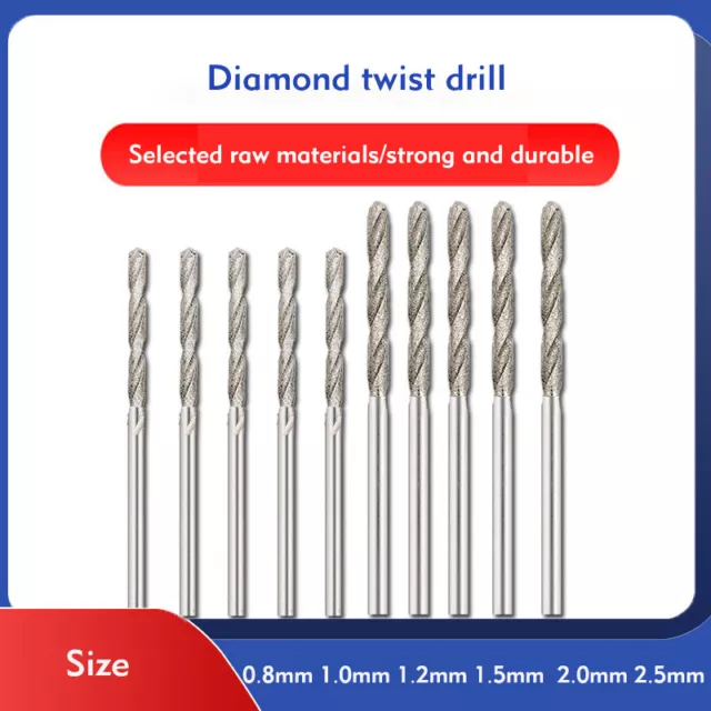 0.8mm - 2.5mm Diamond Coated Tipped Drill Bit for Tile Jewellery Glass