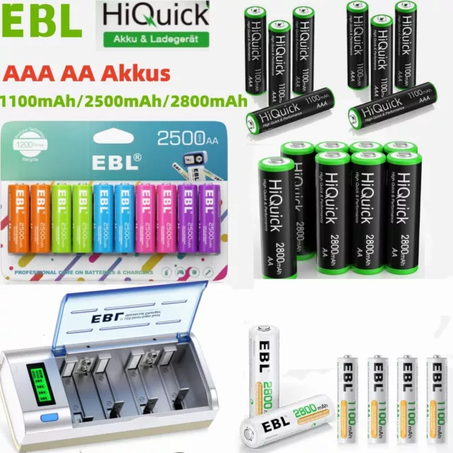 EBL HiQuick Wiederaufladbar Akkus 1100/2500/2800mAh AA AAA Rechargeable Batterie