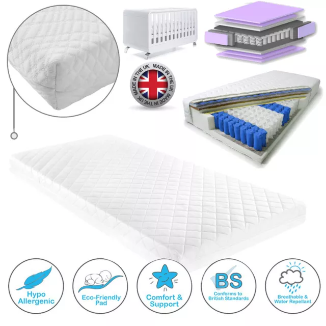 BABY COT BED TODDLER QUILTED MATTRESS COT BED POCKET SPRUNG MATTRESS All Sizes