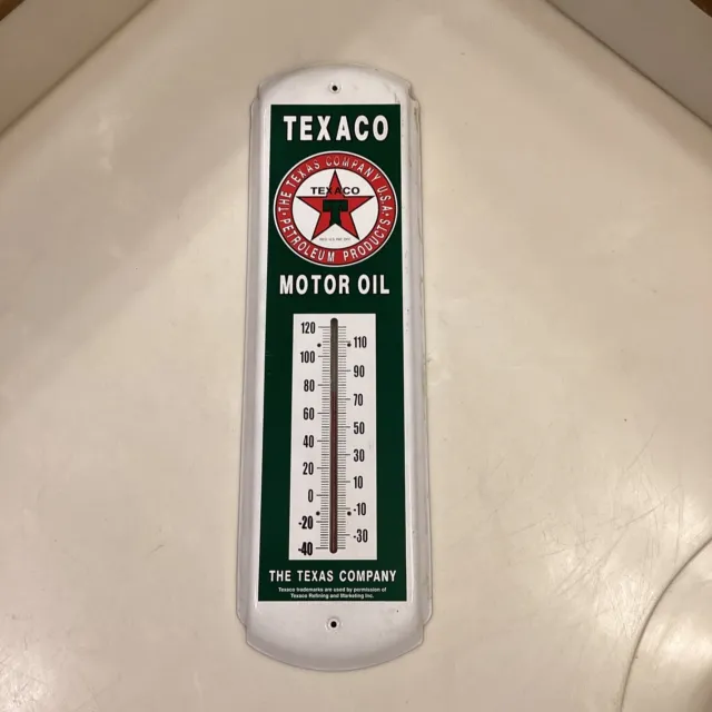 Vintage Texaco Wall Thermometer 17 X 5 Inches On Metal Frame
