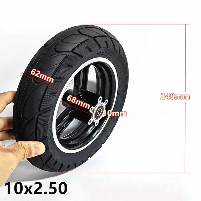Pneus Solides 10x2.5 Increvables Pour Ninebot Max G30/G30D/G30P/G30LP - Pneus Tout-Terrain Antidérapants Sans Chambre à Air