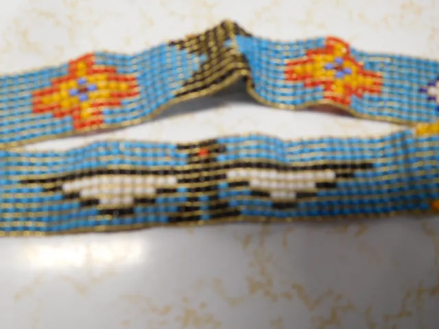 Vintage Native American Style Thunderbird Glass Beaded headband