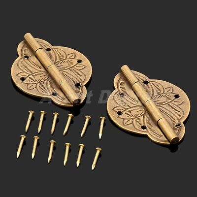 A PAIR Of Brass Hardware Bronze Color Hinge Decorative Wooden Jewelry Box