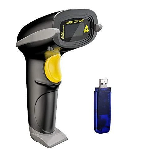 Wireless Barcode Scanner 328 Feet Transmission Distance USB Cordless 1D Gray