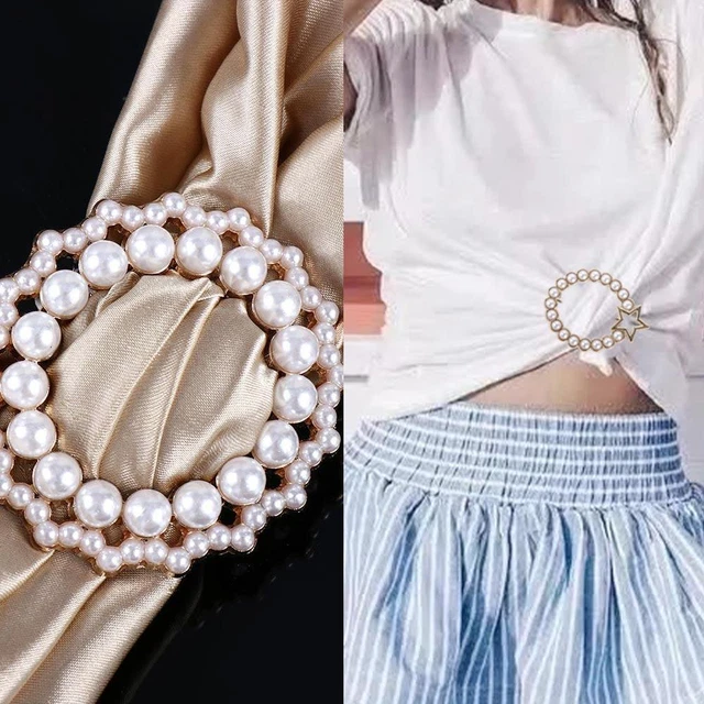 Clip Scarf Ring Clothes Waist Buckle Corner Knotted Buttons Brooch Scarf Buckle