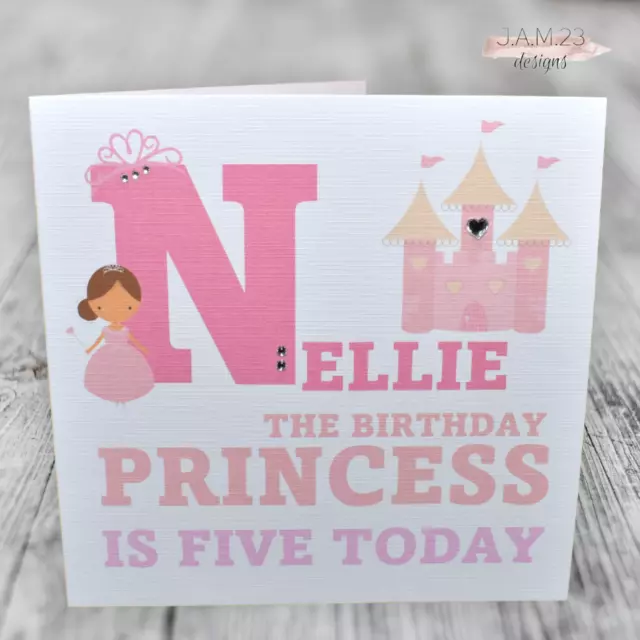 Tarjeta de princesa de cumpleaños personalizada para niñas 3er 4to 5to 6to 7o 8o 9o amigo