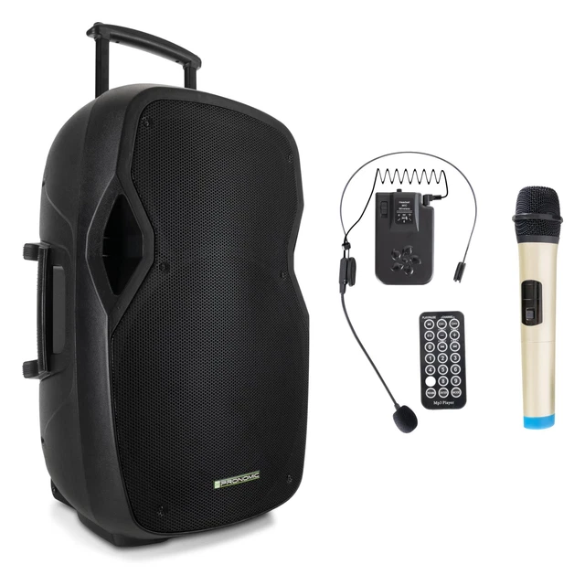 Mobile 15" Akku-Gesangsanlage mit 2 Mikrofonen für Parties und Veranstaltungen