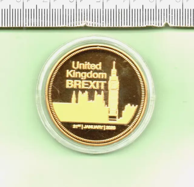 2020 Brexit Genuine Gold Plated Commemorative Boxed Medallion  (Cn-383)