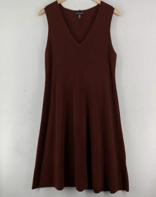 EILEEN FISHER Dress Small Wool Sweater Knit Jumper Midi Ribbed Sleeveless Brown