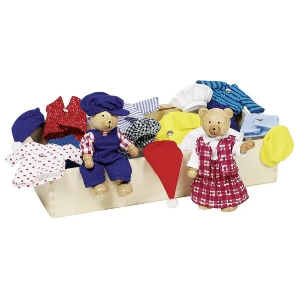 BENNA & BENNOH kit con 2 bambole e 8 set di abiti GOKI gioco in legno PUPAZZI et