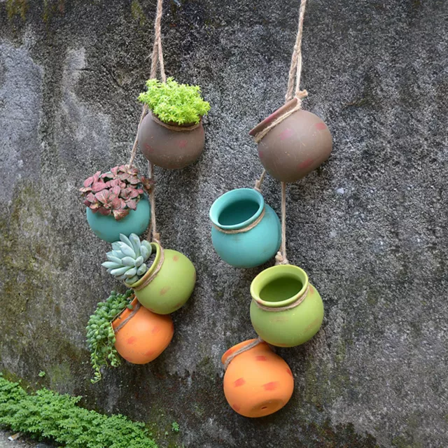 4PCS Wall-Mounted Succulent Planter Pots Set Ceramic Plant Pot Flower Planter 🤶