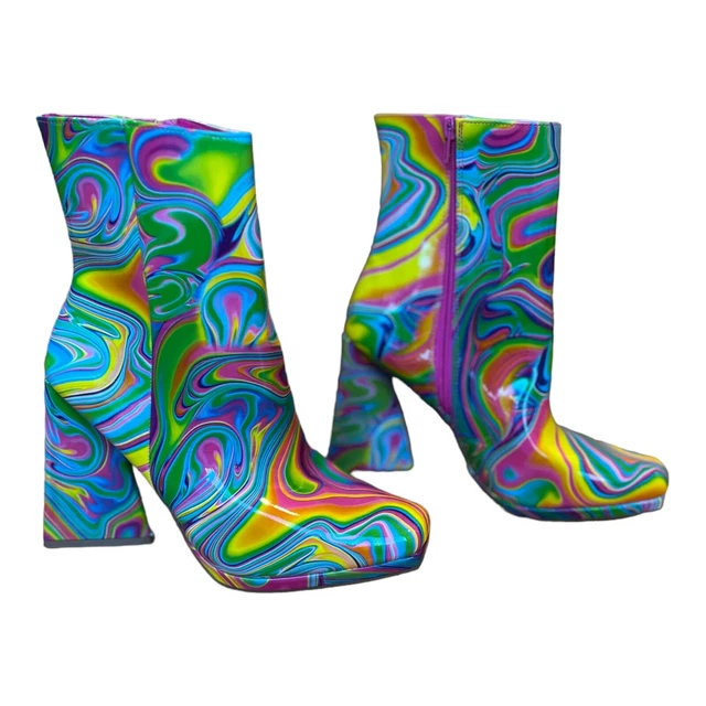 Rainbow High Platform Boots, Women’s Size 9, Anne Michelle, Festival, Costume
