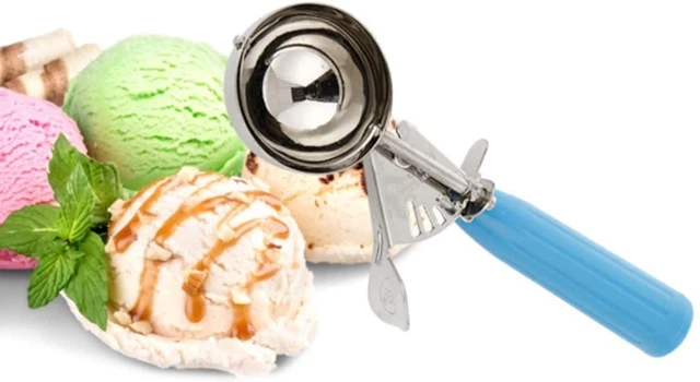 Cuillère à Glace Et Dessert – En Inox Et Bois, Fabriquée En Italie, Pour Des Boules De Glace Parfaites