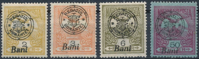 Turul optd, Oradea: 4 Values - Romania Hungary 1919 - NM H - MiNr 13/7 II