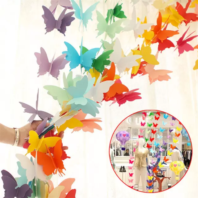 3m Butterfly Paper Garland Bunting Party Wedding Baby Shower Decorations hi