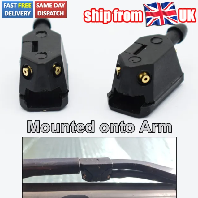 UK Pair Universal Front Windscreen Wiper Washer Spray Jet Nozzle Mounted 9mm Arm