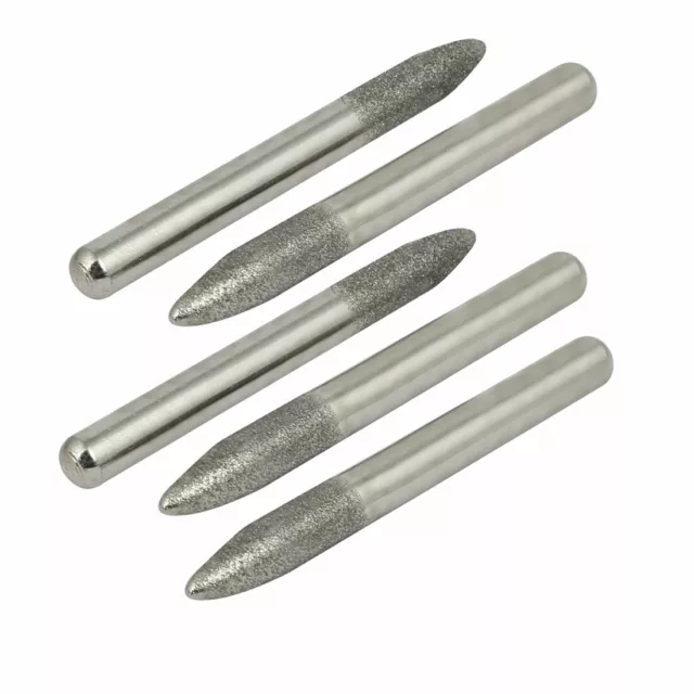 1/4" Shank 6mm Tip Dia Cone Head Grinding Bit Diamond Mounted Point 5pcs