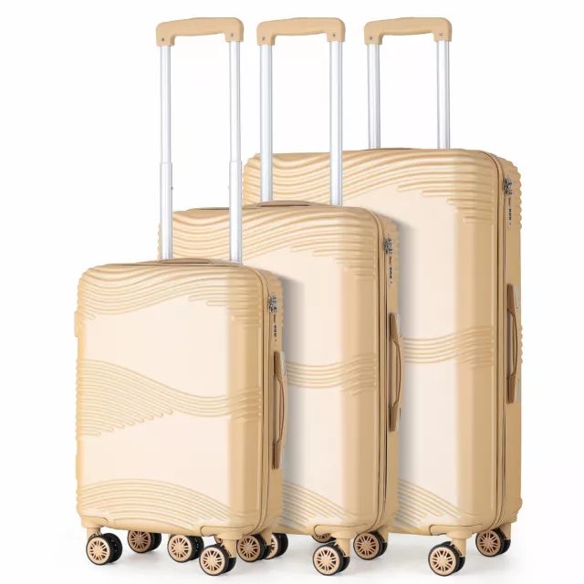 3 Piece Luggage Set ABS Hardshell Suitcase Travel Business Trolley With Lock