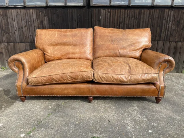 *Tan Leather Timothy oulton Halo  Sofa FREE DELIVERY 🚚 *