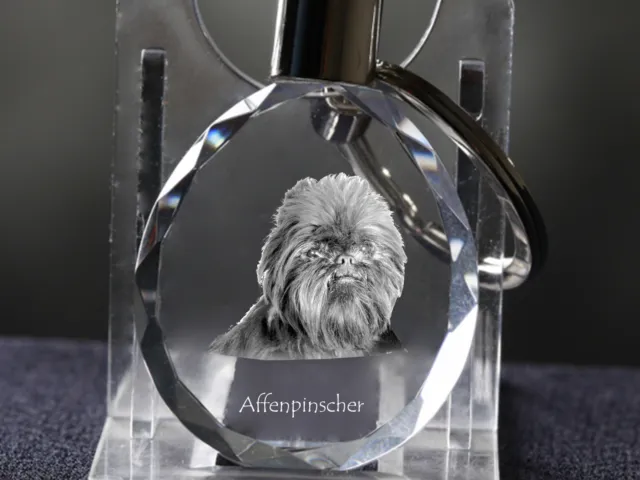Affenpinscher, Dog Crystal Round Keyring, High Quality, Crystal Animals USA