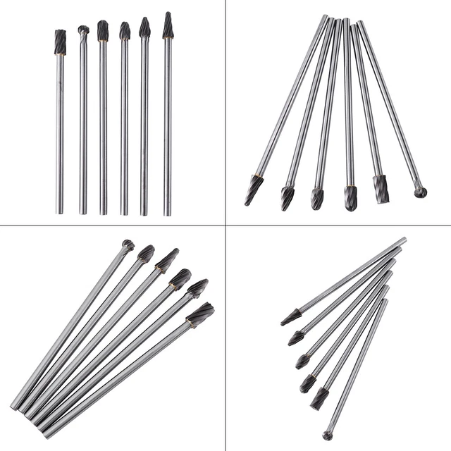 6 X Tungsten Carbide Aluminum Files Burr 6mm Shank 10mm Cutting Diameter